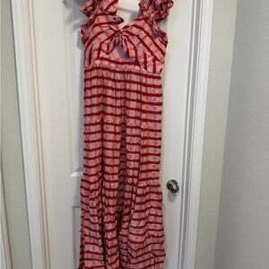 Diane Von Furstenberg Pink and Red Striped Dress